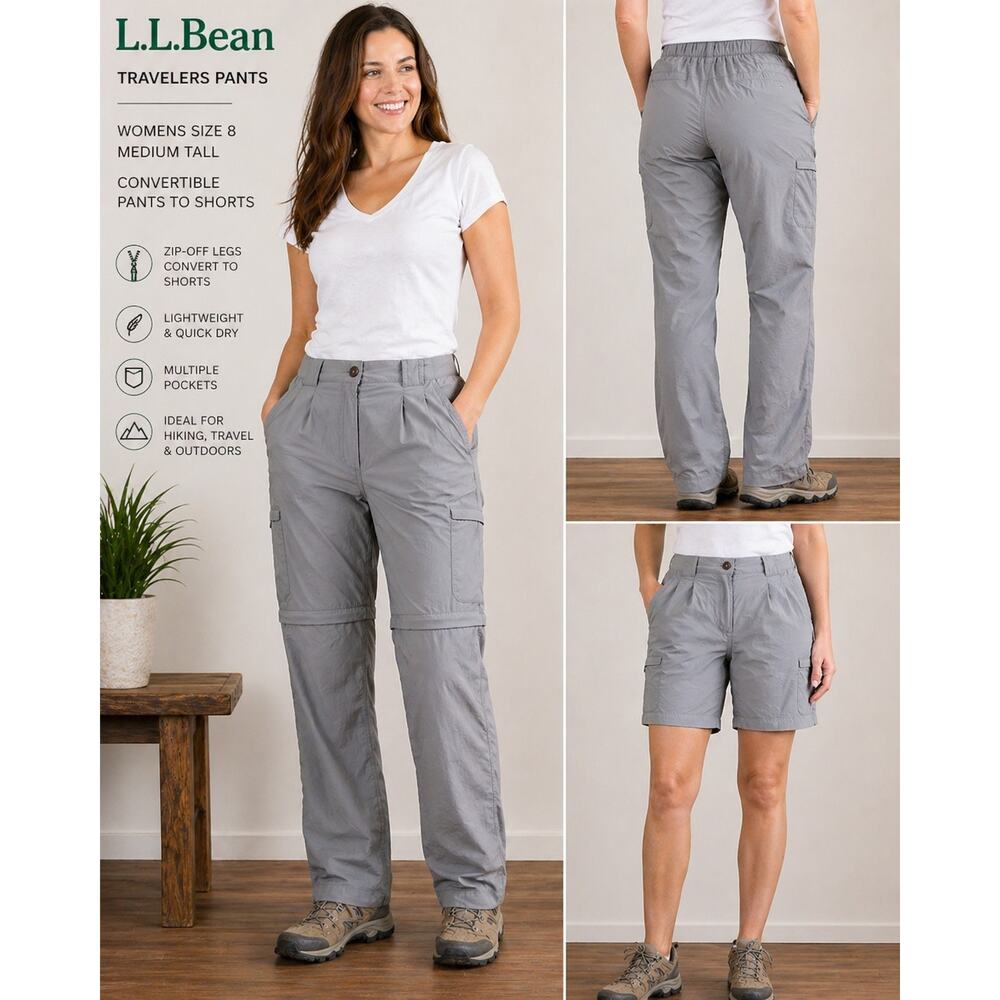 L.L. Bean Women's Convertible Traveler Pants - Light Gray